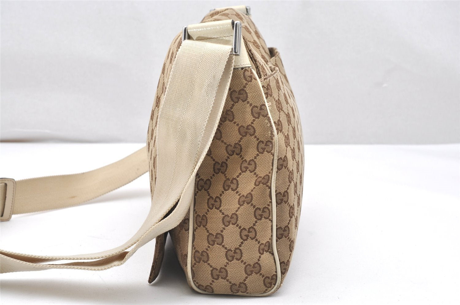 Authentic GUCCI Shoulder Cross Body Bag GG Canvas Leather 146236 Brown 4688K