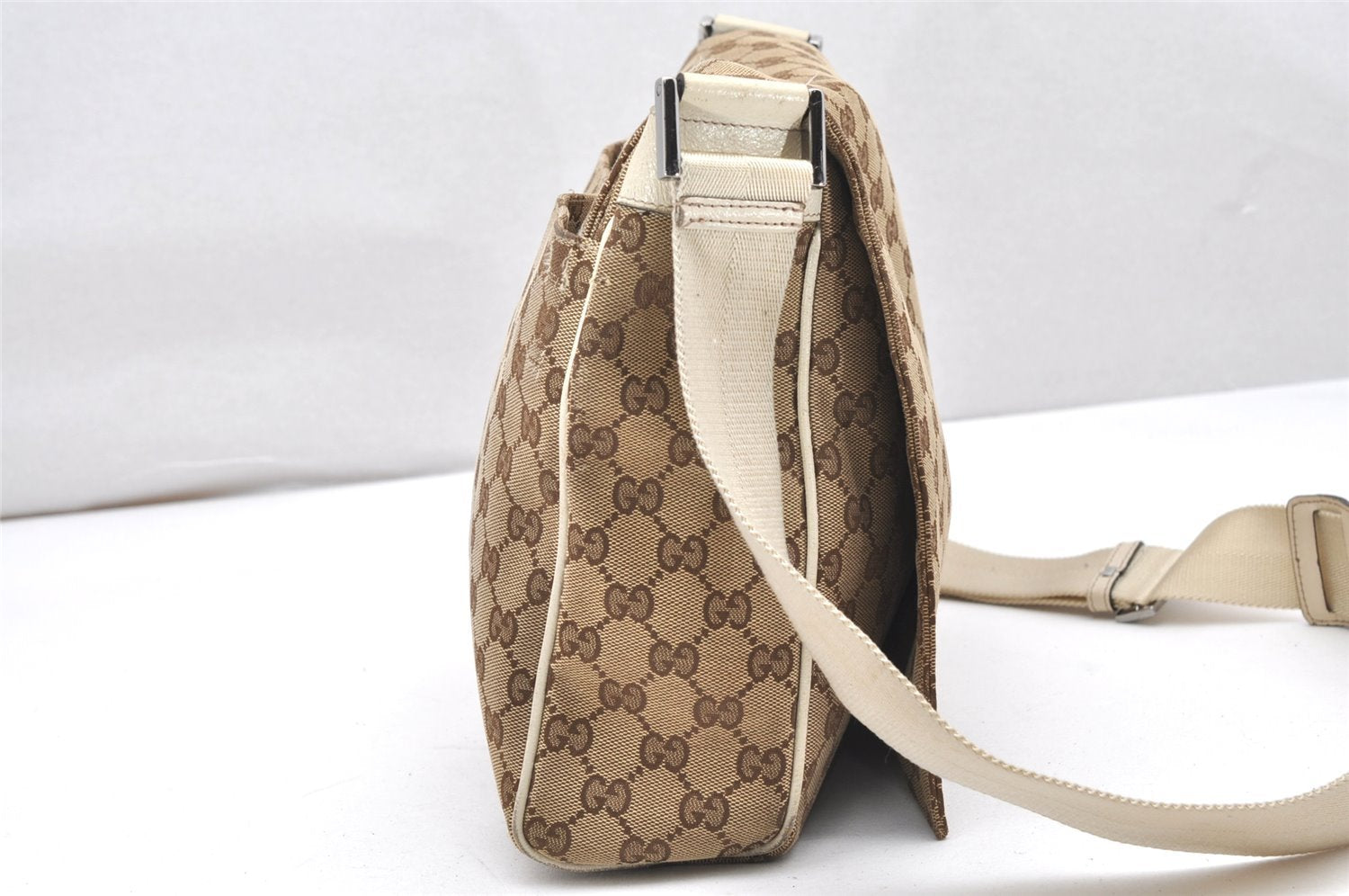 Authentic GUCCI Shoulder Cross Body Bag GG Canvas Leather 146236 Brown 4688K