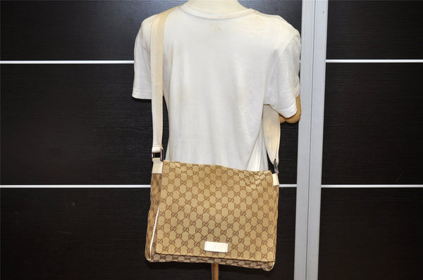 Authentic GUCCI Shoulder Cross Body Bag GG Canvas Leather 146236 Brown 4688K