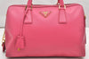 Authentic PRADA Saffiano Leather Nappa 2Way Shoulder Hand Bag Purse Pink 4689K