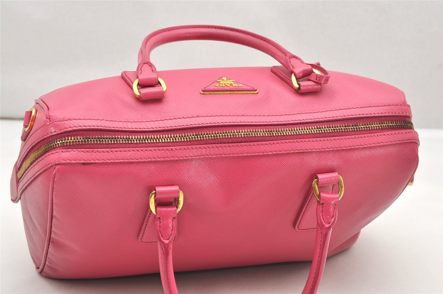 Authentic PRADA Saffiano Leather Nappa 2Way Shoulder Hand Bag Purse Pink 4689K