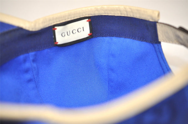 Authentic GUCCI Off The Grid Cap GG Nylon Leather Size M 627114 Blue 4692I