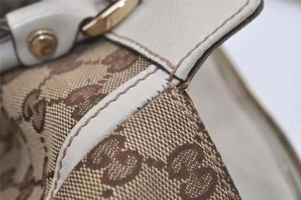 Authentic GUCCI Abbey Shoulder Tote Bag GG Canvas Leather 189831 Brown 4695I