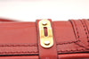 Authentic BURBERRY Vintage Leather Shoulder Cross Body Bag Purse Red 4696I