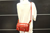 Authentic BURBERRY Vintage Leather Shoulder Cross Body Bag Purse Red 4696I