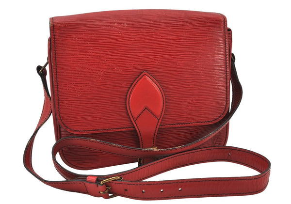 Authentic Louis Vuitton Epi Cartouchiere MM Shoulder Cross Bag M52247 Red 4696K
