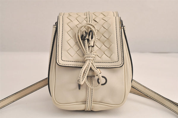 Authentic BOTTEGA VENETA Intrecciato Leather Shoulder Cross Body Bag White 4696M