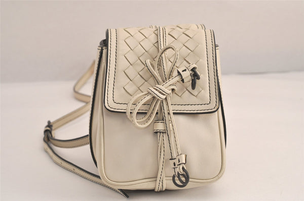 Authentic BOTTEGA VENETA Intrecciato Leather Shoulder Cross Body Bag White 4696M