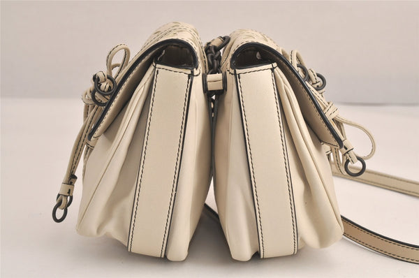 Authentic BOTTEGA VENETA Intrecciato Leather Shoulder Cross Body Bag White 4696M