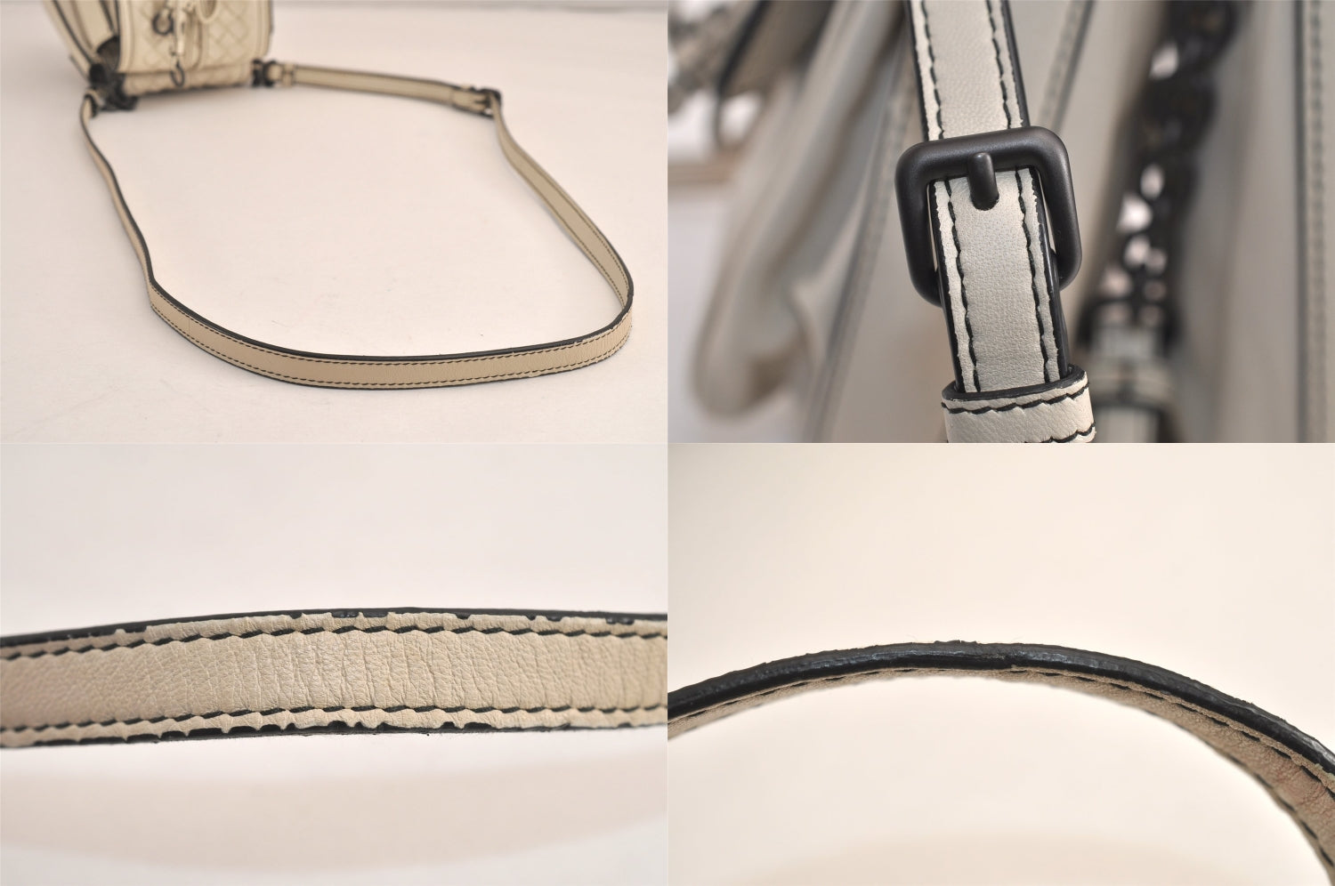 Authentic BOTTEGA VENETA Intrecciato Leather Shoulder Cross Body Bag White 4696M
