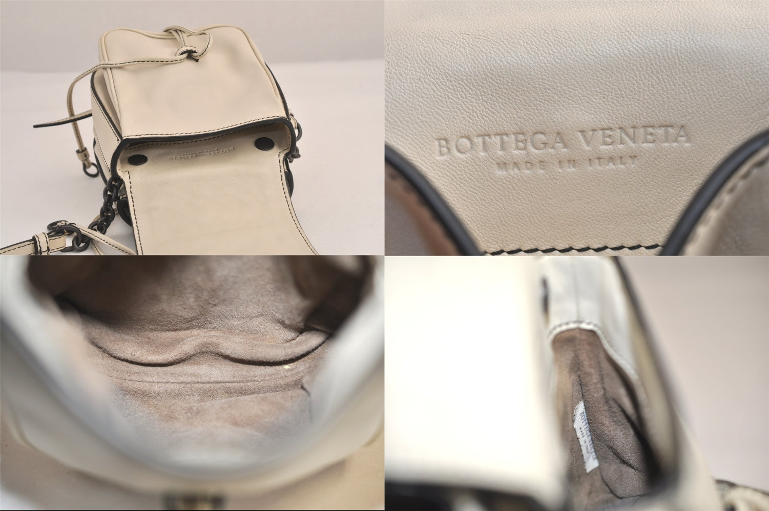 Authentic BOTTEGA VENETA Intrecciato Leather Shoulder Cross Body Bag White 4696M