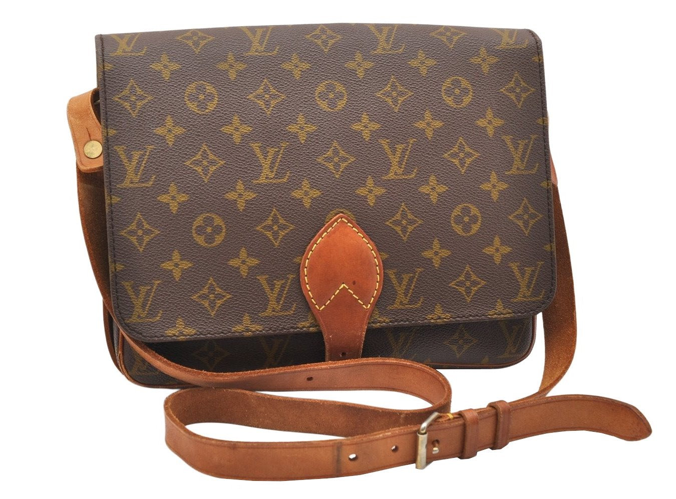 Authentic Louis Vuitton Monogram Cartouchiere GM Shoulder Bag Old Model 4698K