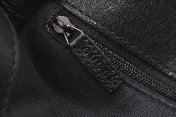 Authentic GUCCI Horsebit Shoulder Tote Bag GG Canvas Leather 101971 Black 4699I