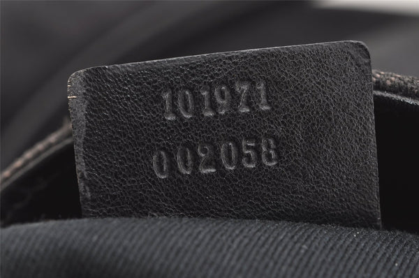 Authentic GUCCI Horsebit Shoulder Tote Bag GG Canvas Leather 101971 Black 4699I