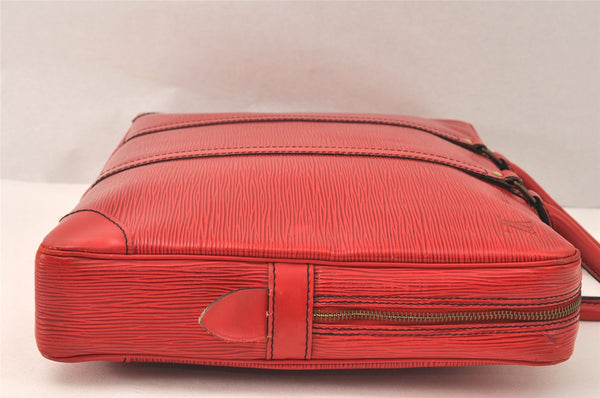 Authentic Louis Vuitton Epi Porte Documents Voyage Briefcase Red M54477 LV 4699K