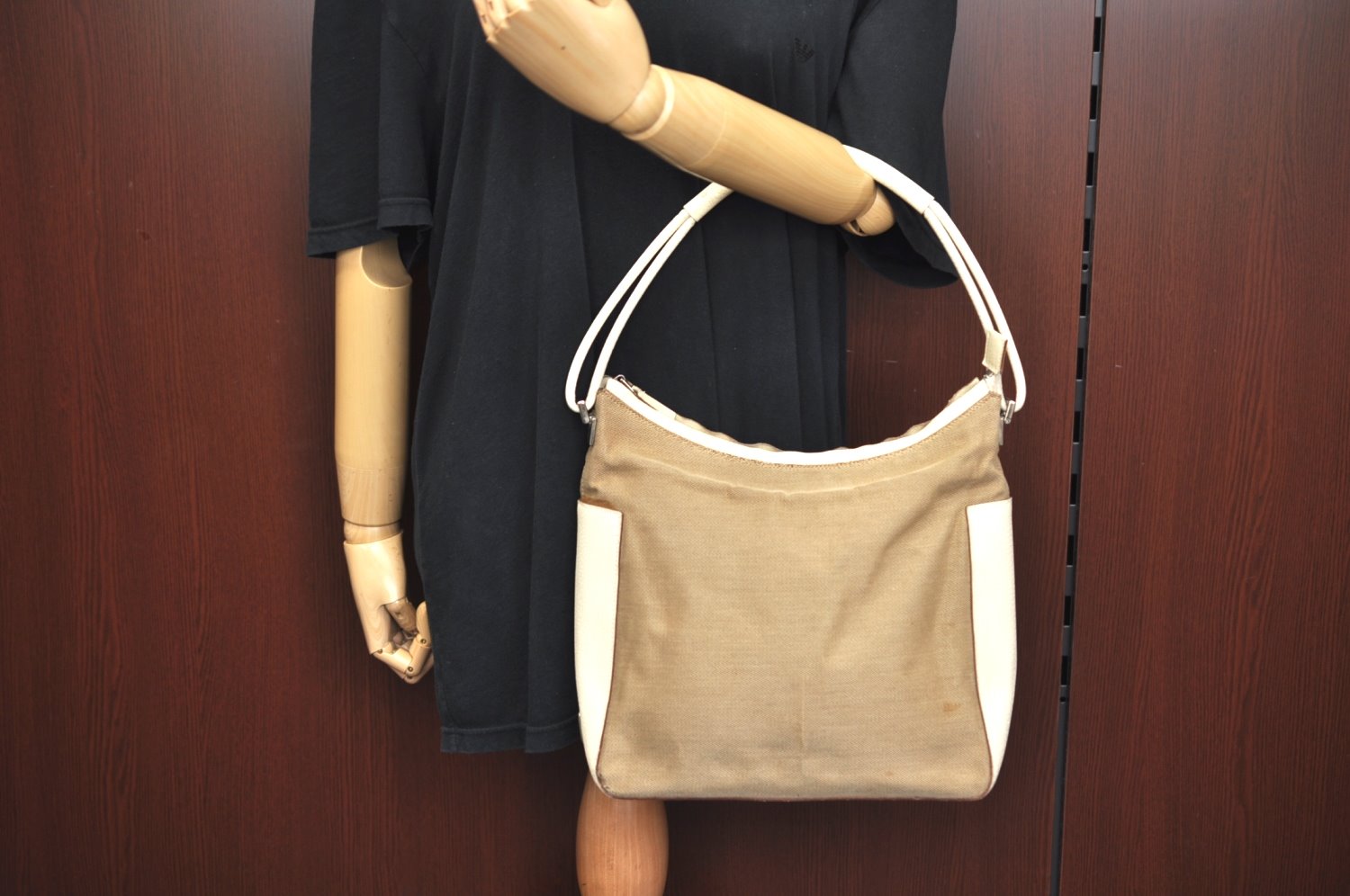Authentic GUCCI Shoulder Hand Bag Purse Canvas Leather 0013766 Beige 4700H