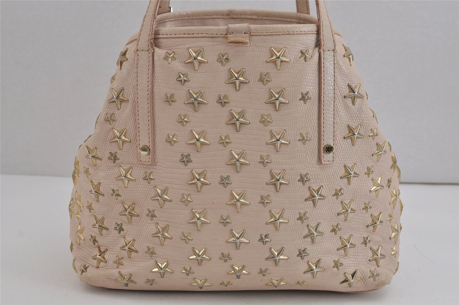 Authentic JIMMY CHOO Vintage Star Studs Leather Shoulder Tote Bag Pink 4700J