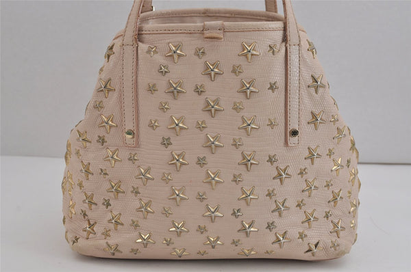 Authentic JIMMY CHOO Vintage Star Studs Leather Shoulder Tote Bag Pink 4700J