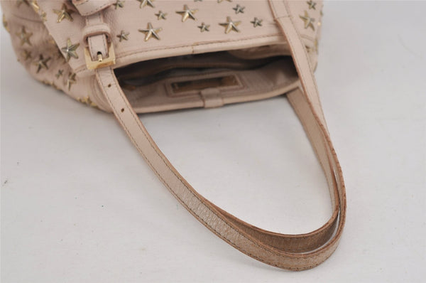 Authentic JIMMY CHOO Vintage Star Studs Leather Shoulder Tote Bag Pink 4700J