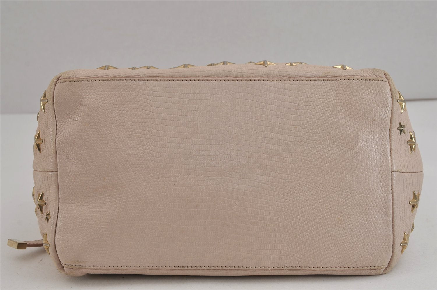 Authentic JIMMY CHOO Vintage Star Studs Leather Shoulder Tote Bag Pink 4700J