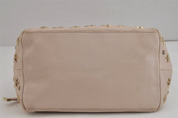 Authentic JIMMY CHOO Vintage Star Studs Leather Shoulder Tote Bag Pink 4700J