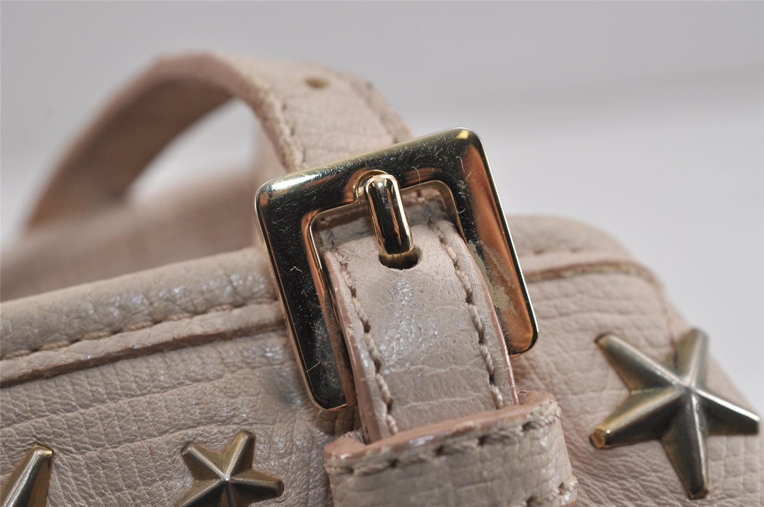 Authentic JIMMY CHOO Vintage Star Studs Leather Shoulder Tote Bag Pink 4700J