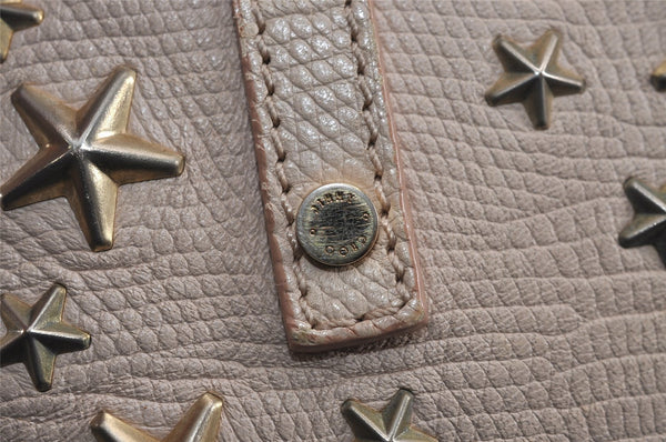 Authentic JIMMY CHOO Vintage Star Studs Leather Shoulder Tote Bag Pink 4700J