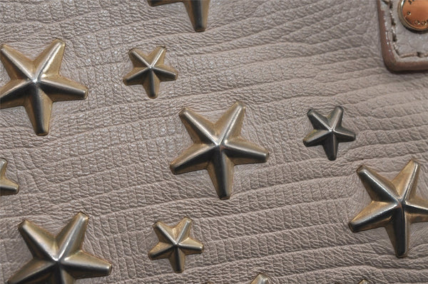 Authentic JIMMY CHOO Vintage Star Studs Leather Shoulder Tote Bag Pink 4700J