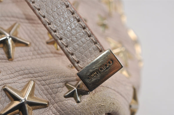 Authentic JIMMY CHOO Vintage Star Studs Leather Shoulder Tote Bag Pink 4700J