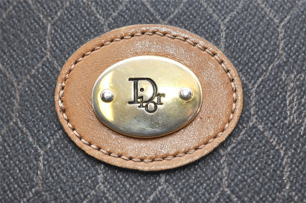 Authentic Christian Dior Honeycomb Shoulder Cross Bag PVC Leather Black 4700K