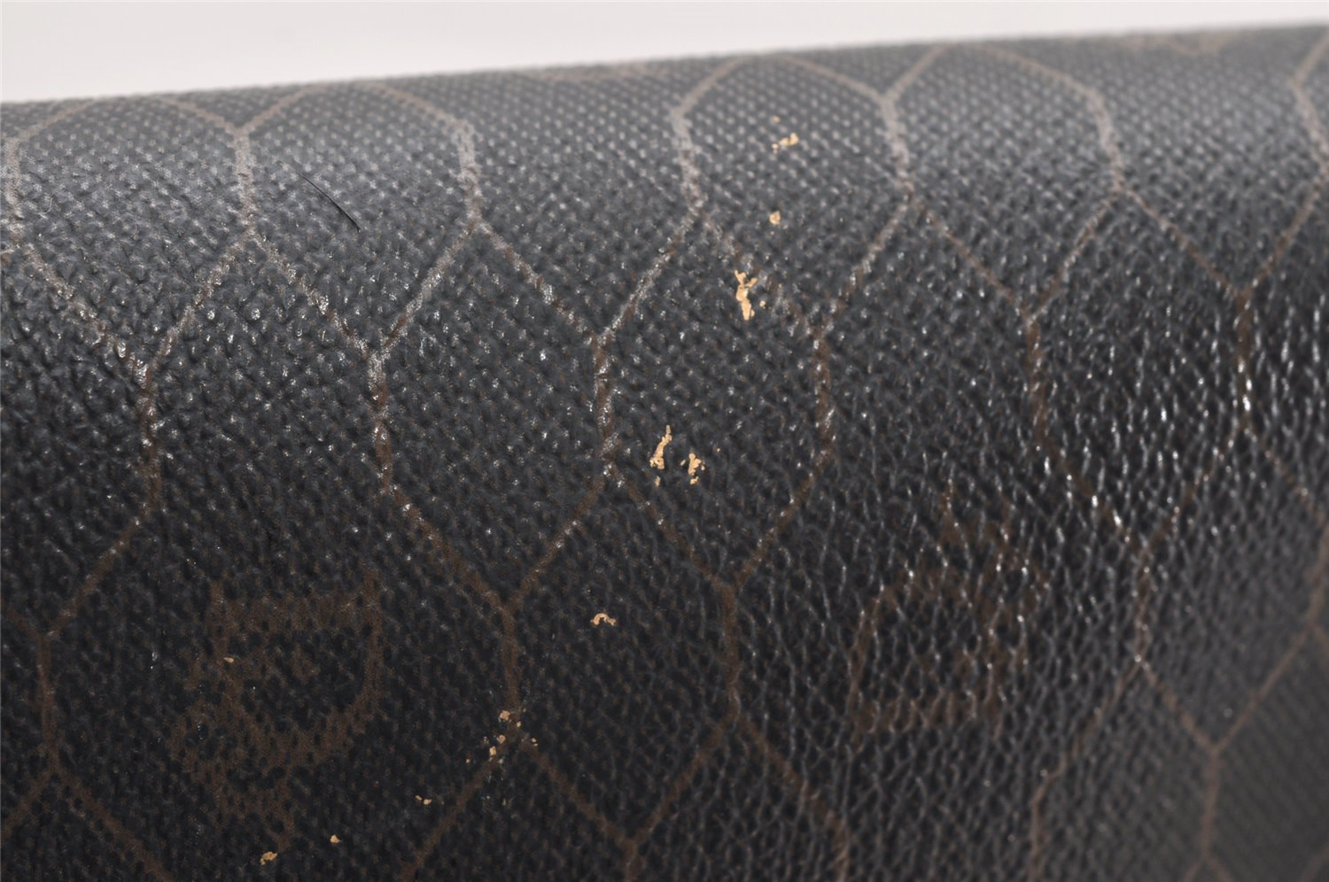 Authentic Christian Dior Honeycomb Shoulder Cross Bag PVC Leather Black 4700K