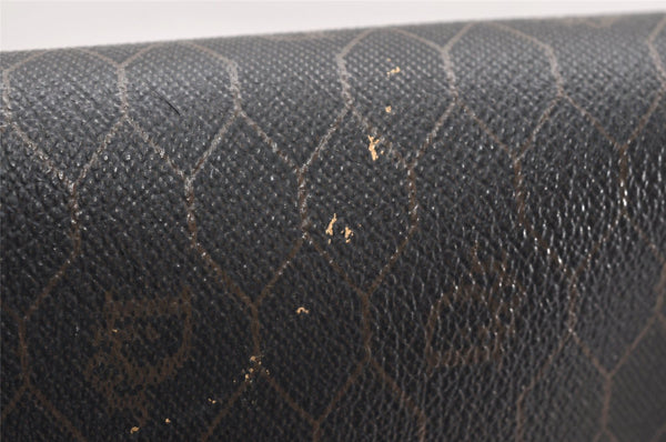Authentic Christian Dior Honeycomb Shoulder Cross Bag PVC Leather Black 4700K