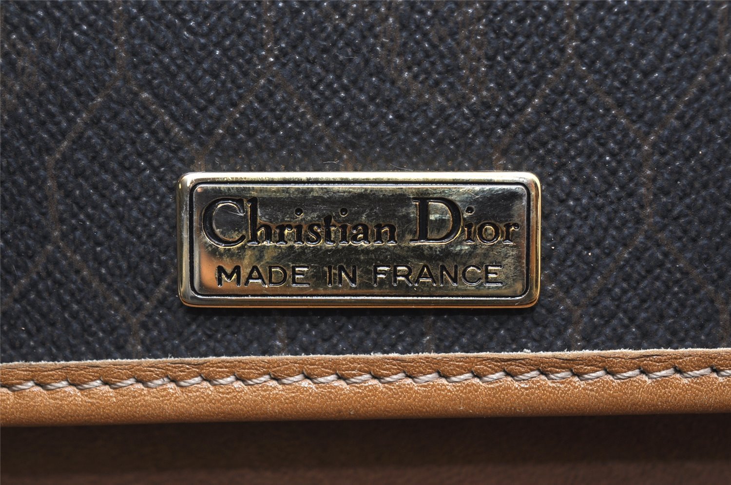 Authentic Christian Dior Honeycomb Shoulder Cross Bag PVC Leather Black 4700K
