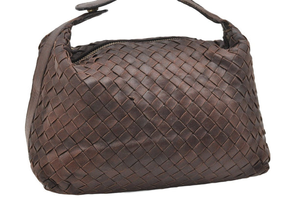 Authentic BOTTEGA VENETA Intrecciato Leather Hand Bag Purse Brown 4701K