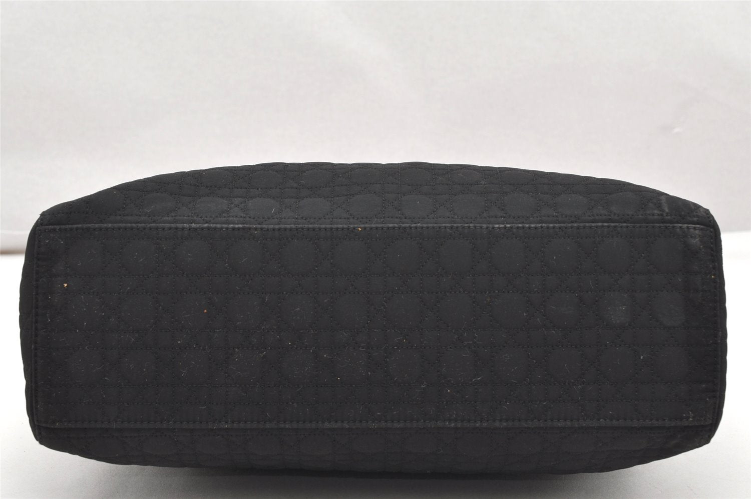 Authentic Christian Dior Lady Dior Cannage Nylon Hand Bag Black CD Junk 4702K