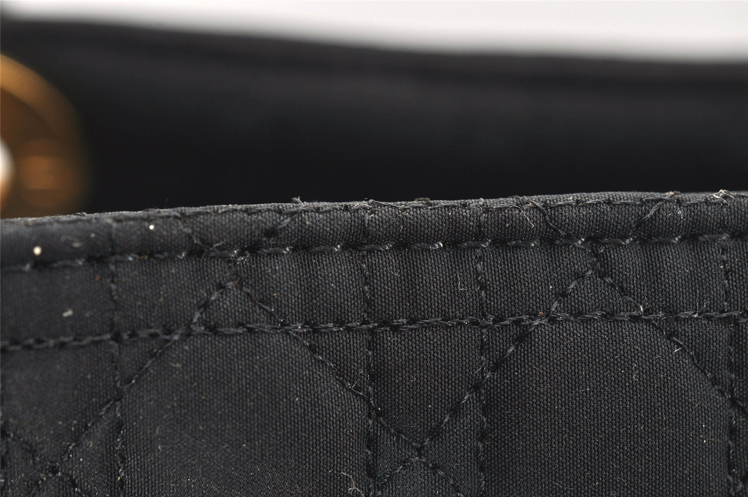 Authentic Christian Dior Lady Dior Cannage Nylon Hand Bag Black CD Junk 4702K