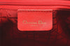 Authentic Christian Dior Lady Dior Cannage Nylon Hand Bag Black CD Junk 4702K