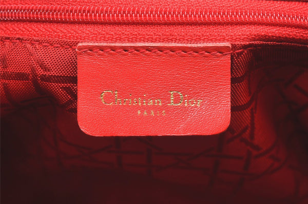 Authentic Christian Dior Lady Dior Cannage Nylon Hand Bag Black CD Junk 4702K