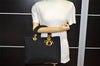 Authentic Christian Dior Lady Dior Cannage Nylon Hand Bag Black CD Junk 4702K