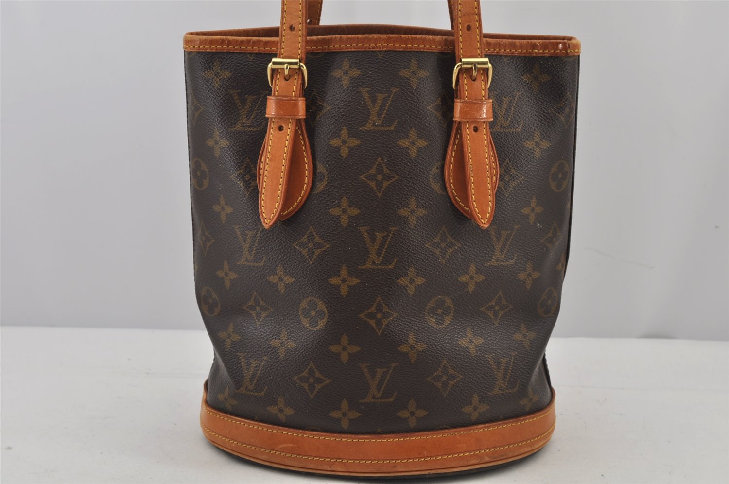 Authentic Louis Vuitton Monogram Bucket PM Shoulder Tote Bag M42238 Junk 4703J