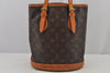 Authentic Louis Vuitton Monogram Bucket PM Shoulder Tote Bag M42238 Junk 4703J