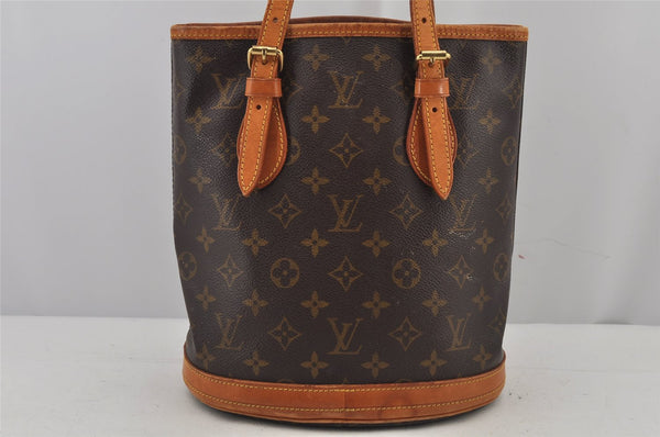 Authentic Louis Vuitton Monogram Bucket PM Shoulder Tote Bag M42238 Junk 4703J
