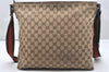 Authentic GUCCI Web Sherry Line Shoulder Bag GG Canvas Leather Brown 4703K