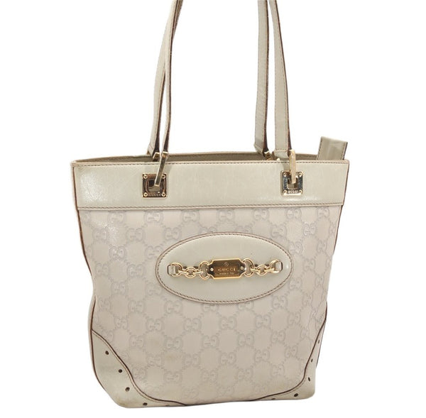 Authentic GUCCI Guccissima GG Leather Hand Bag Purse 145994 White 4704K
