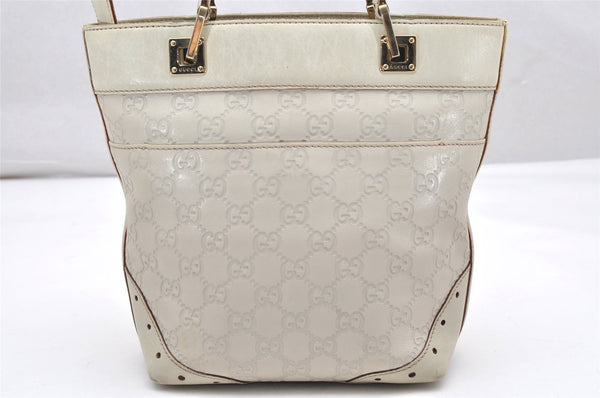 Authentic GUCCI Guccissima GG Leather Hand Bag Purse 145994 White 4704K