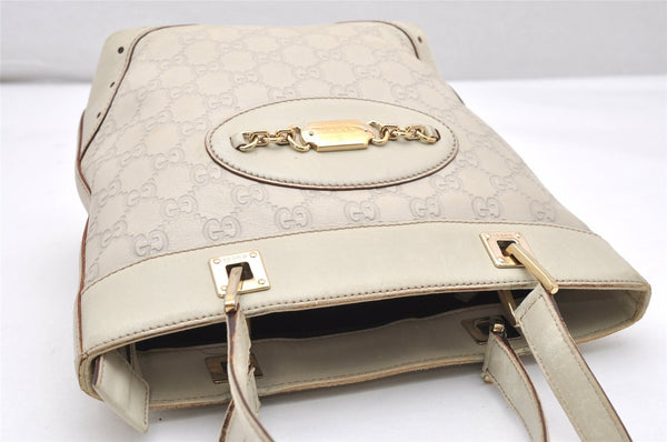 Authentic GUCCI Guccissima GG Leather Hand Bag Purse 145994 White 4704K