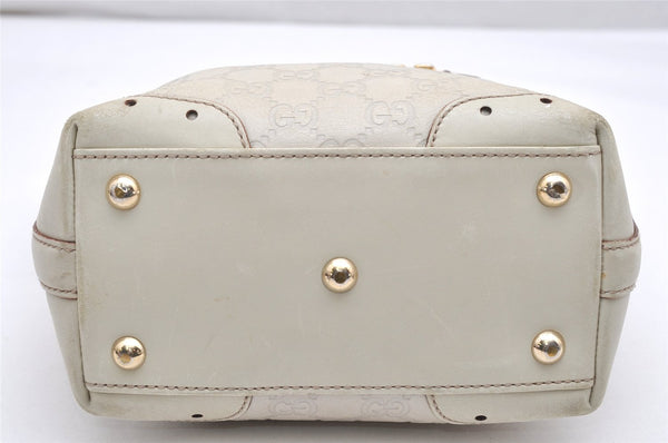 Authentic GUCCI Guccissima GG Leather Hand Bag Purse 145994 White 4704K