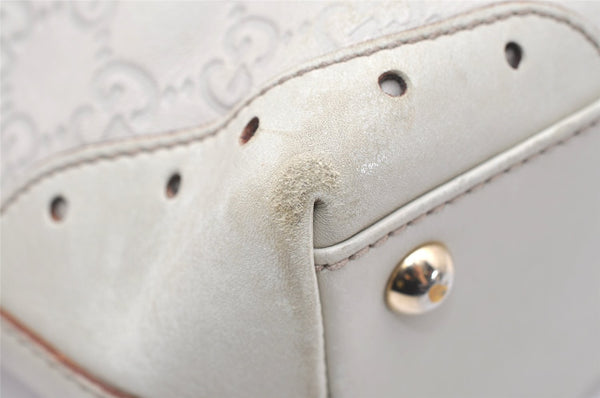Authentic GUCCI Guccissima GG Leather Hand Bag Purse 145994 White 4704K