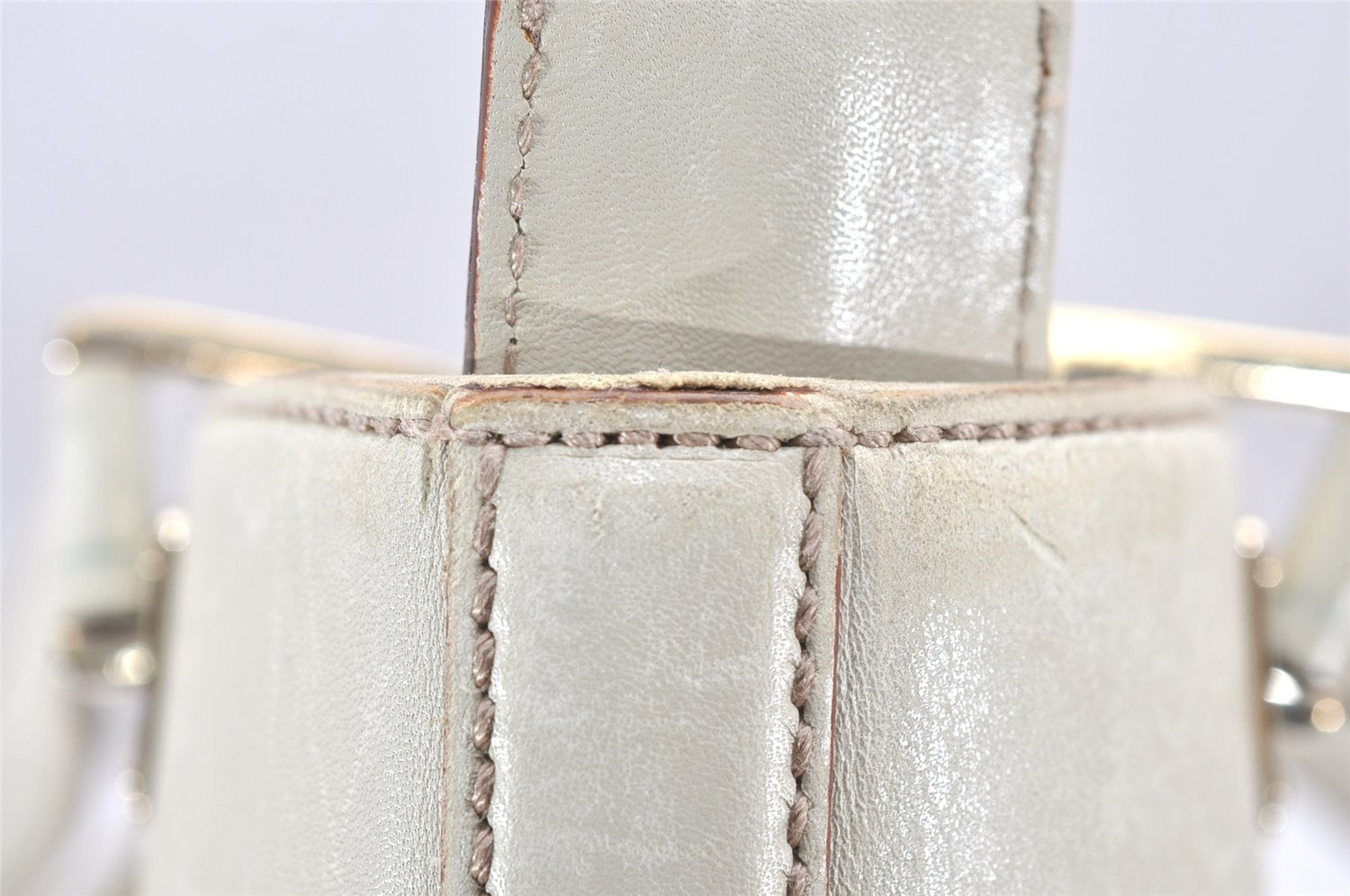 Authentic GUCCI Guccissima GG Leather Hand Bag Purse 145994 White 4704K