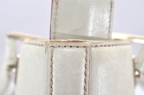 Authentic GUCCI Guccissima GG Leather Hand Bag Purse 145994 White 4704K